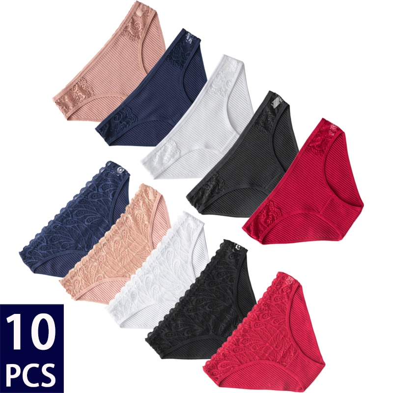 LBECLEY Cotton Womens Undies Women's New Lace Briefs Multi Size Multicolor  Double Comfortable Underwear Slim 3102 Women Underwear Set Red S