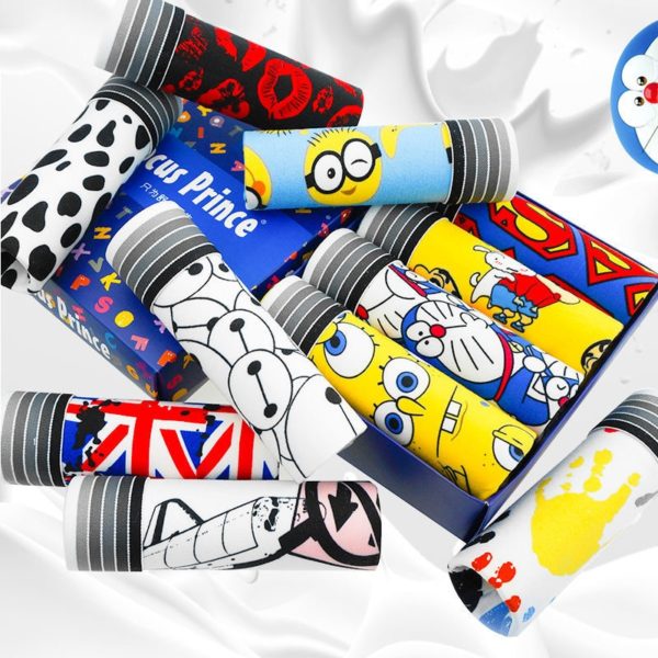 5PCS Lot Men s underwear cute cartoon underpants male pure men panties shorts underwear boxer shorts 2