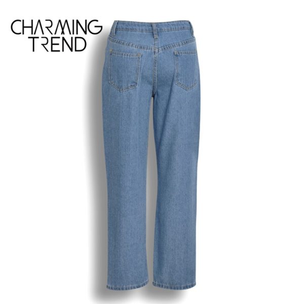 Fashion Chic Woman jeans high waisted 2020 Straight cute female denim long pants trousers vintage daisies 2