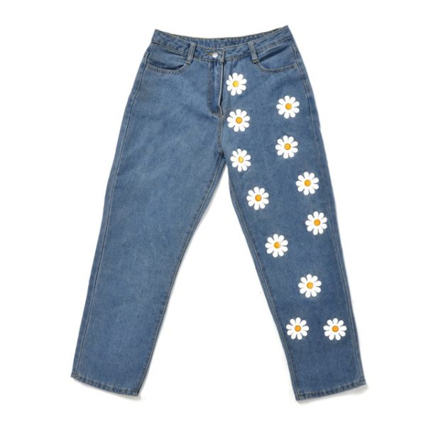 Fashion Chic Woman jeans high waisted 2020 Straight cute female denim long pants trousers vintage