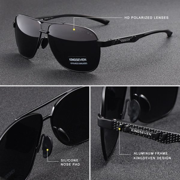 KINGSEVEN 2021 Brand Men Aluminum Sunglasses Polarized UV400 Mirror Male Sun Glasses Women For Men Oculos 1