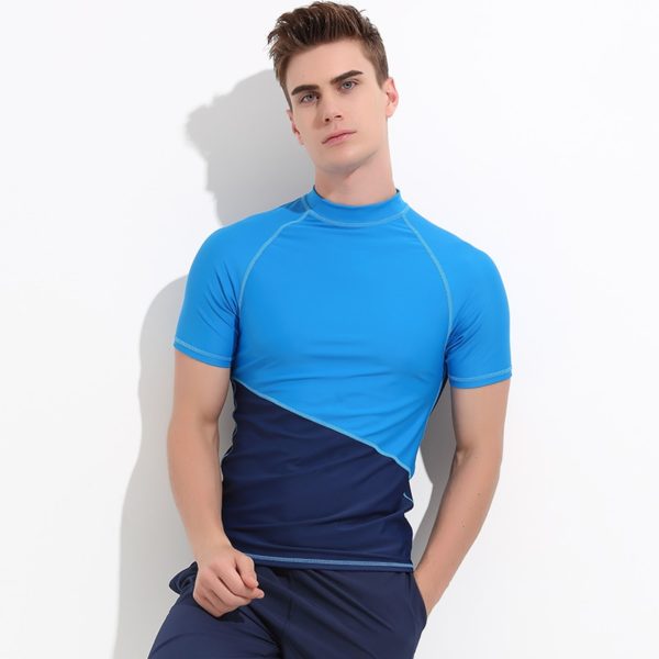 SBART Short Sleeve Men Rash Guards Wetsuit Shirt Lycra Quick dry Surfing Swimwear Tops T shirt 1