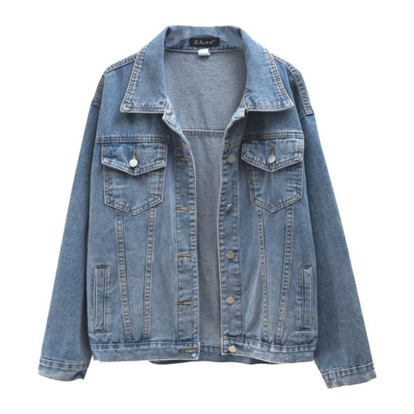 Women Jackets 2021 New Spring outwear denim coat Solid turn down collar cotton jacket for female 3