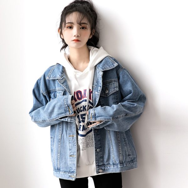 Women Jackets 2021 New Spring outwear denim coat Solid turn down collar cotton jacket for female 4