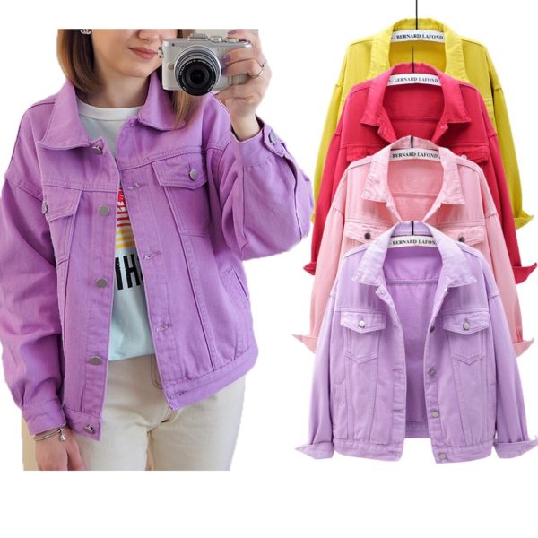 Women Jackets 2021 New Spring outwear denim coat Solid turn down collar cotton jacket for female