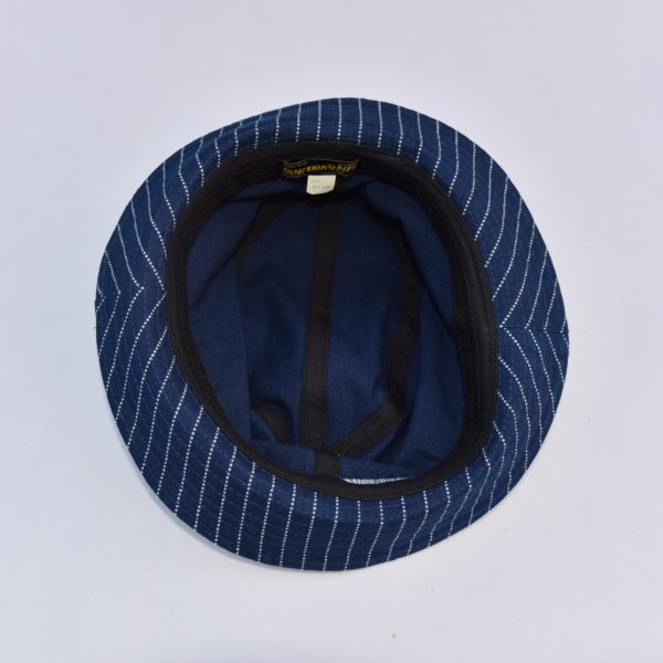 BOB DONG Vintage Wabash Stripes Indigo Bucket Hats Workwear Railroad Caps Unisex 3