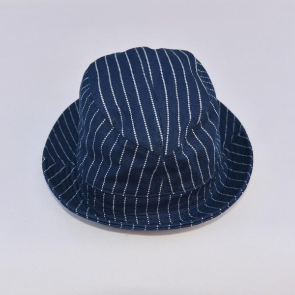 BOB DONG Vintage Wabash Stripes Indigo Bucket Hats Workwear Railroad Caps Unisex 4