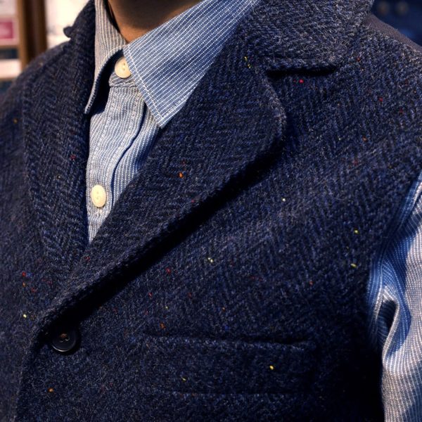 Red Tornado Classic Wool Tweed Waistcoat Retro Men s Herringbone Lapel Vest Blue 2