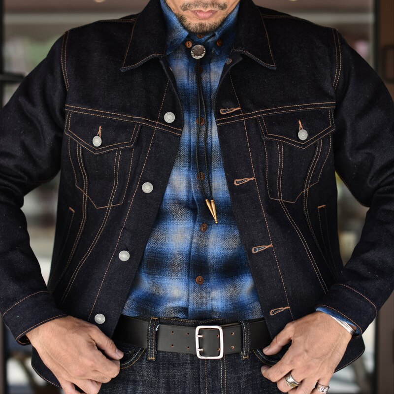 16.5 Oz Linen Color Selvedge Denim Jacket Men - eWingFlyStore