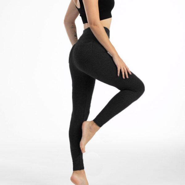 Warm Leggings With Pockets Elastic Slim Bottoming Pants Women s Fashion Spanx Leggings Pockets All in 4