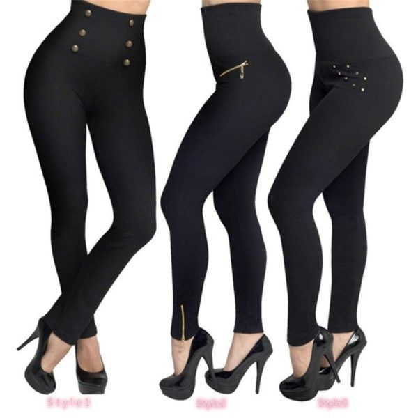 Women Seamless Leggings Sexy High Waist Legging Hip Lift Winter Leggings Pants With Diamond Zipper Black 4