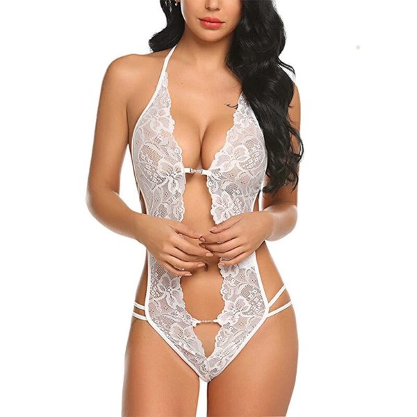 eWingFly Women Pink Lingerie Sale Sexy Lace Bodysuit Deep V Teddy Babydoll Lingerie XS XXXL 1