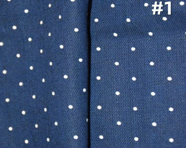 4 2oz Spring Denim Summer Dress Shirt Short Fabric Indigo Warp Black Weft White Polka Dot 2