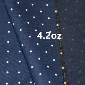 4 2oz Spring Denim Summer Dress Shirt Short Fabric Indigo Warp Black Weft White Polka Dot