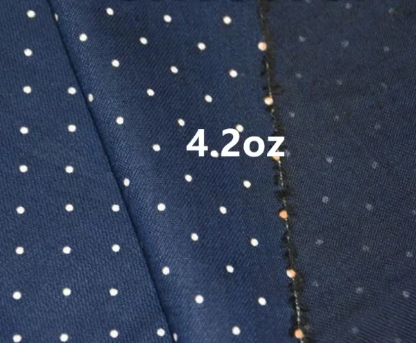 4 2oz Spring Denim Summer Dress Shirt Short Fabric Indigo Warp Black Weft White Polka Dot